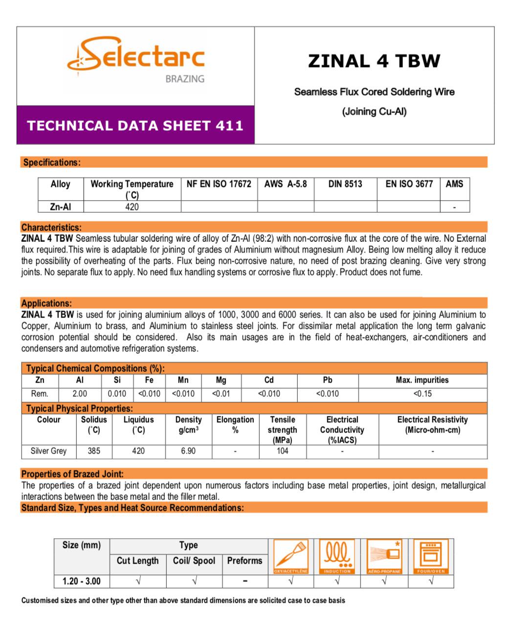 ZINAL4 TBW SPECIFICATION