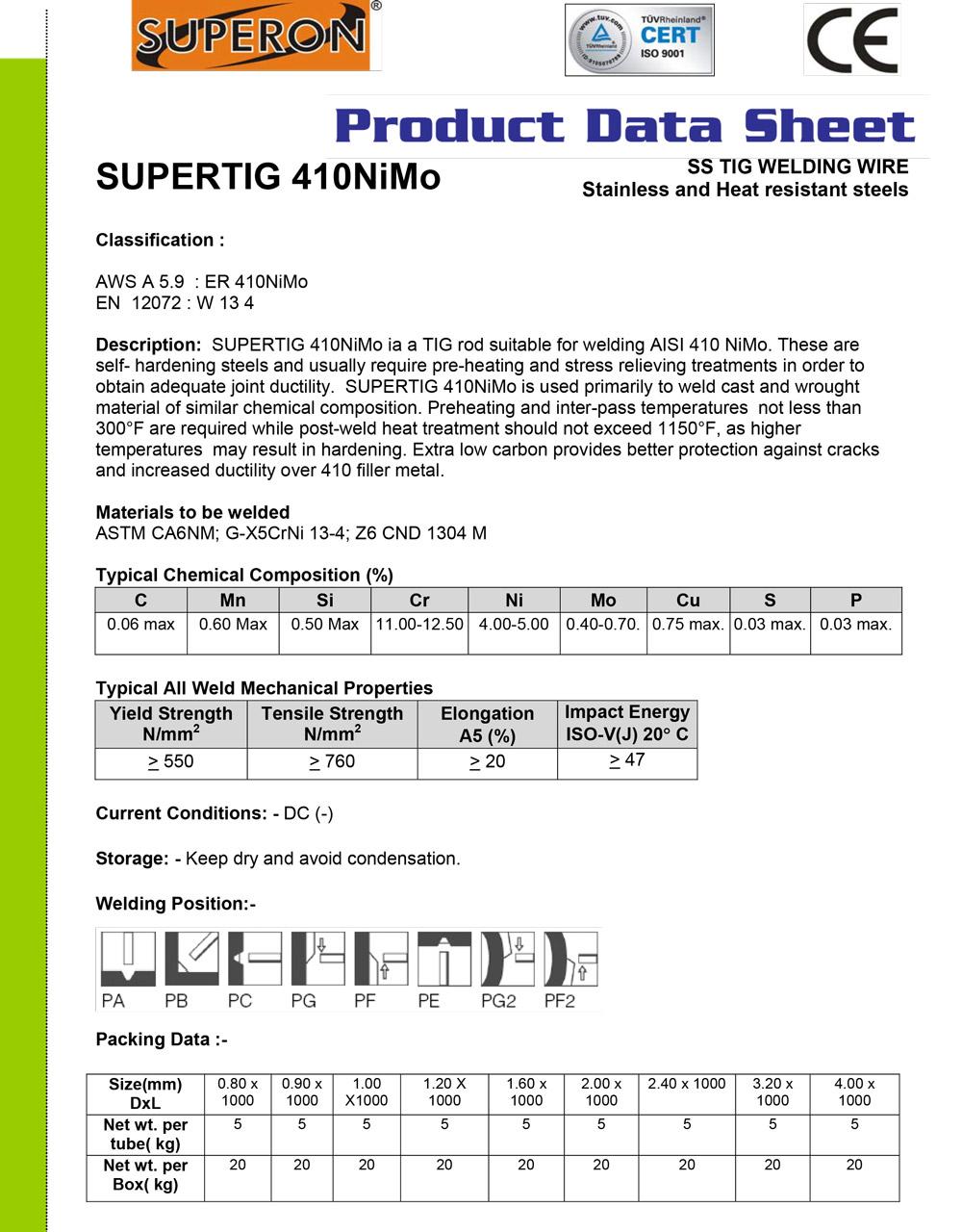ER410NiMo SUPERTIG 410NiMo